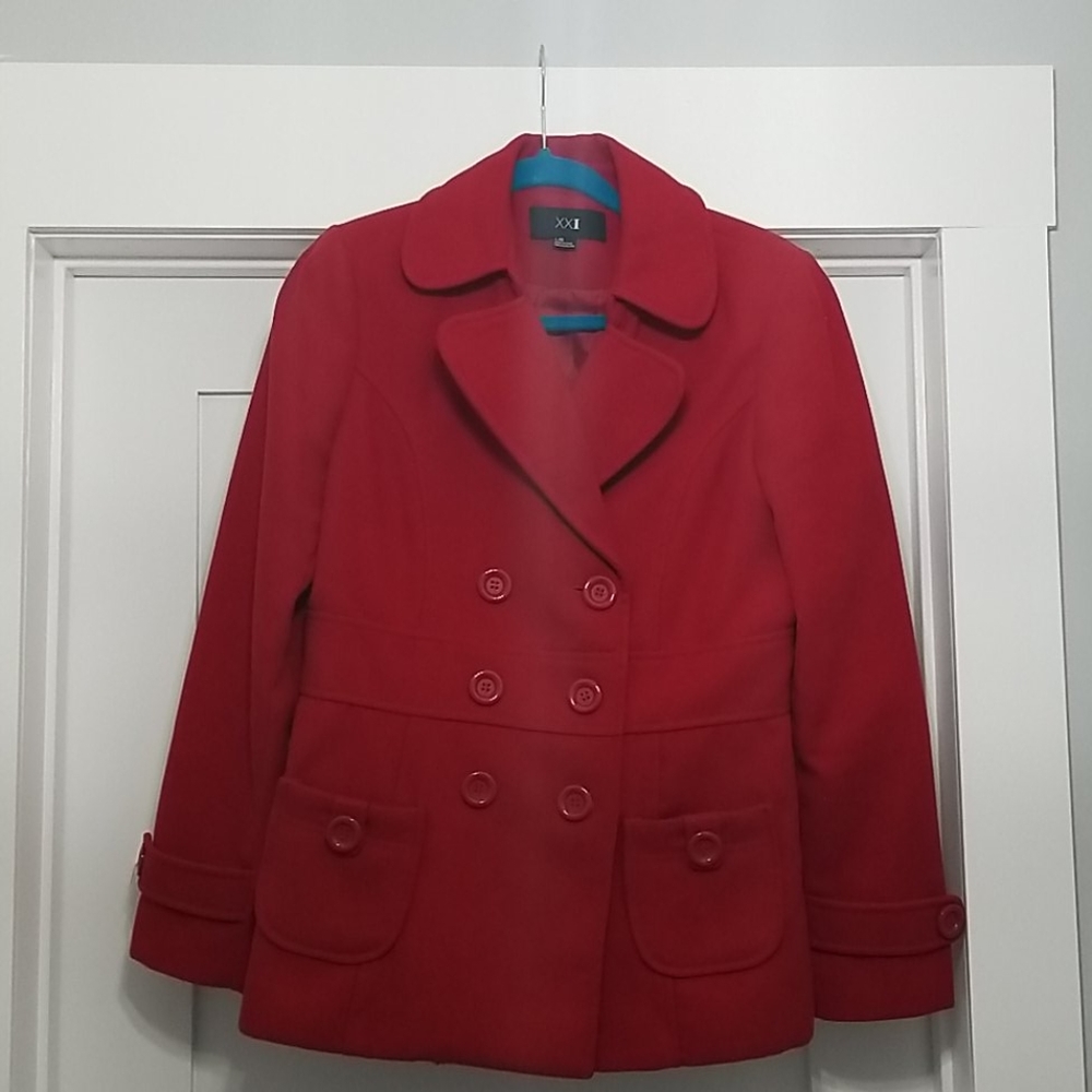 Candy red peacoat